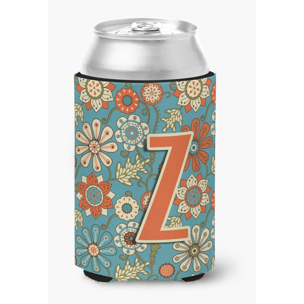 Letter Z Flowers Retro Blue Can Or Bottle Hugger Cj2012-Zcc
