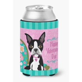Caroline'S Treasures Happy Valentine'S Day Boston Terrier Can Or Bottle Hugger, Multicolor