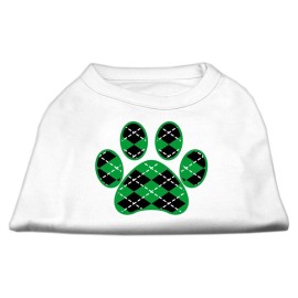 Argyle Paw Green Screen Print Shirt White Xs