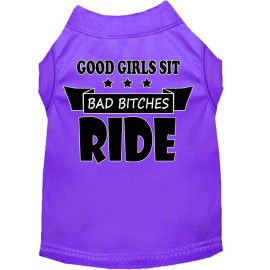 Bitches Ride Screen Print Dog Shirt Purple Lg