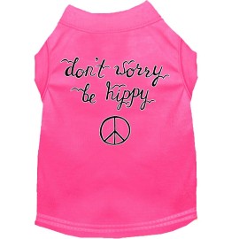 Be Hippy Screen Print Dog Shirt Bright Pink Lg