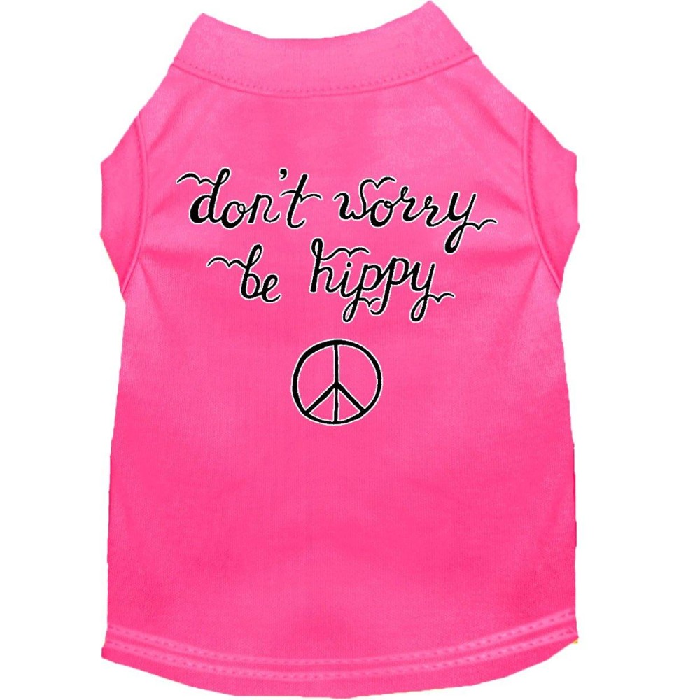 Be Hippy Screen Print Dog Shirt Bright Pink Med