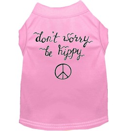 Be Hippy Screen Print Dog Shirt Light Pink Lg