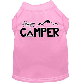 Happy Camper Screen Print Dog Shirt Light Pink Med