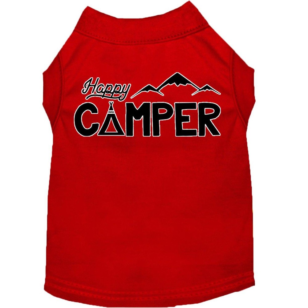 Happy Camper Screen Print Dog Shirt Red Xs