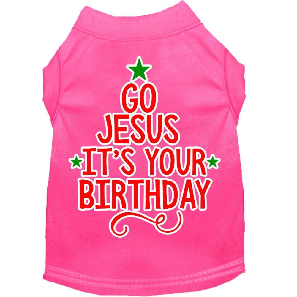 Go Jesus Screen Print Dog Shirt Bright Pink Sm