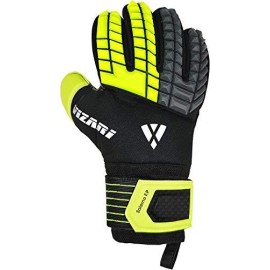 Vizari Salerno F.P. Soccer Goalkeeper Gloves with Finger Support Protection (Black/Yellow/Grey, Size 8)
