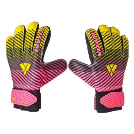Vizari Sports Saturn Soccer Goalie Goalkeeper Gloves For Kids Youth & Boys, Football Gloves With Grip Boost Padded Palm And Fingersave Flat Cut Construction (9, Pink)
