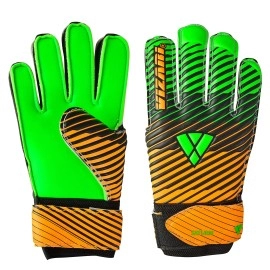 Vizari Sports Saturn Soccer Goalie Goalkeeper Gloves For Kids Youth & Boys, Football Gloves With Grip Boost Padded Palm And Fingersave Flat Cut Construction (10, Green)