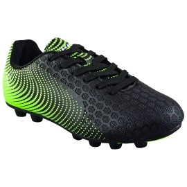 Vizari Stealth Fg Soccer Shoes | Firm Ground Outdoor Soccer Shoes For Boys And Girls | Lightweight And Easy To Wear Youth Outdoor Soccer Cleats | Black/Green | Little Kid
