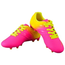 Vizari Kid'S Liga Fg Firm Ground Outdoor Soccer Shoes | Cleats (4.5 Big Kid, Pink/Yellow)