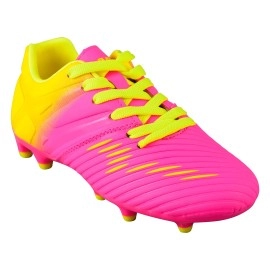 Vizari Kid'S Liga Fg Firm Ground Outdoor Soccer Shoes | Cleats (5 Big Kid, Pink/Yellow)