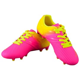 Vizari Kid'S Liga Fg Firm Ground Outdoor Soccer Shoes | Cleats (2.5 Little Kid, Pink/Yellow)