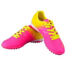 Vizari Kids Liga Tf Turf | Indoor Outdoor |Soccer Shoes | Boys And Girls (Pink/Yellow, 4.5)