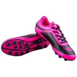 Vizari Infinity Fg Soccer Cleats | Firm Ground Soccer Cleats For Outdoor Surfaces And Fields | Lightweight And Easy To Wear Youth Soccer Cleats | Pink/Black | Little Kid