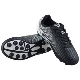 Vizari Stealth Fg Soccer Shoes | Firm Ground Outdoor Soccer Shoes For Boys And Girls | Lightweight And Easy To Wear Youth Outdoor Soccer Cleats | Black/White | Little Kid