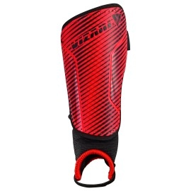 Vizari Matera Soccer Shin Guards | Shinguards For Adults And Kids With Ankle Protection (Red / Black, Large)