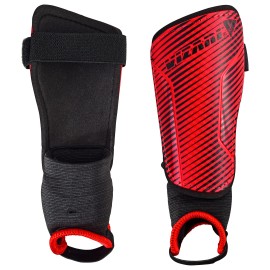 Vizari Matera Soccer Shin Guards | Shinguards For Adults And Kids With Ankle Protection (Red / Black, Small)