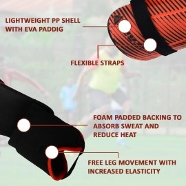 Vizari Matera Soccer Shin Guards | Shinguards for Adults and Kids with Ankle Protection (Red/Black, XX-Small)