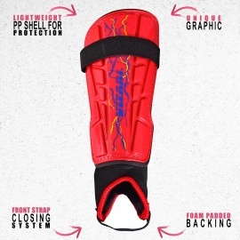 Vizari Zodiac Soccer Shin Guards | For Kids And Adults | Detachable Ankle Protection (S, Red)