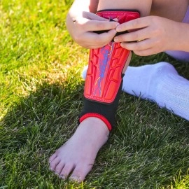 Vizari Zodiac Soccer Shin Guards | For Kids And Adults | Detachable Ankle Protection (S, Red)