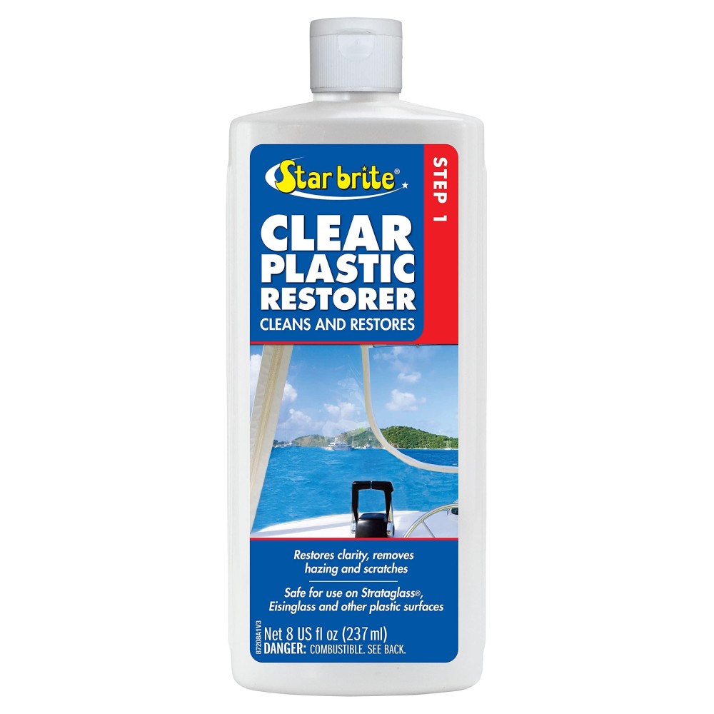 Star Brite Clear Plastic Restorer - Haze & Scratch Remover- Step 1 - 8 Oz (087208)