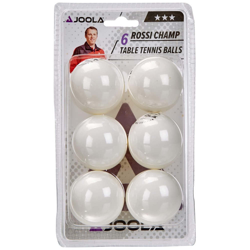 JOOLA Rossi Champ Table Tennis Ball Set (6 Count, 1-Star Quality) - White