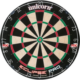 Unicorn Eclipse Pro Dart Board with Ultra Slim Segmentation - 30% Thinner Than Conventional Boards - For Increased Scoring and Reduced Bounce-Outs,Black