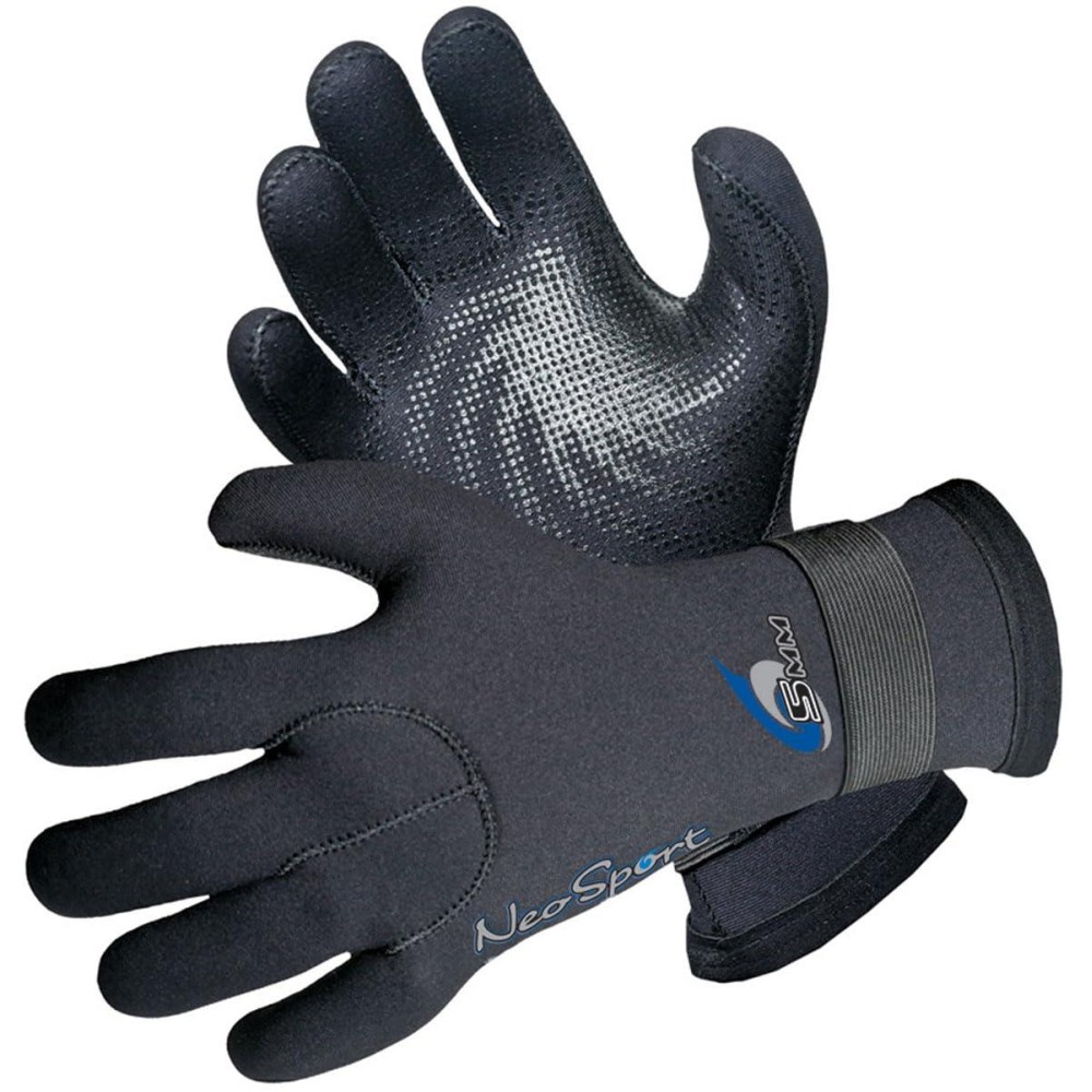 Neo-Sport 3MM & 5MM Premium Neoprene Five Finger Wetsuit Gloves with Gator Elastic Wrist Band. Use for All Watersports, Diving, Boating, Cleaning gutters, Pond and Aquarium Maintenance.