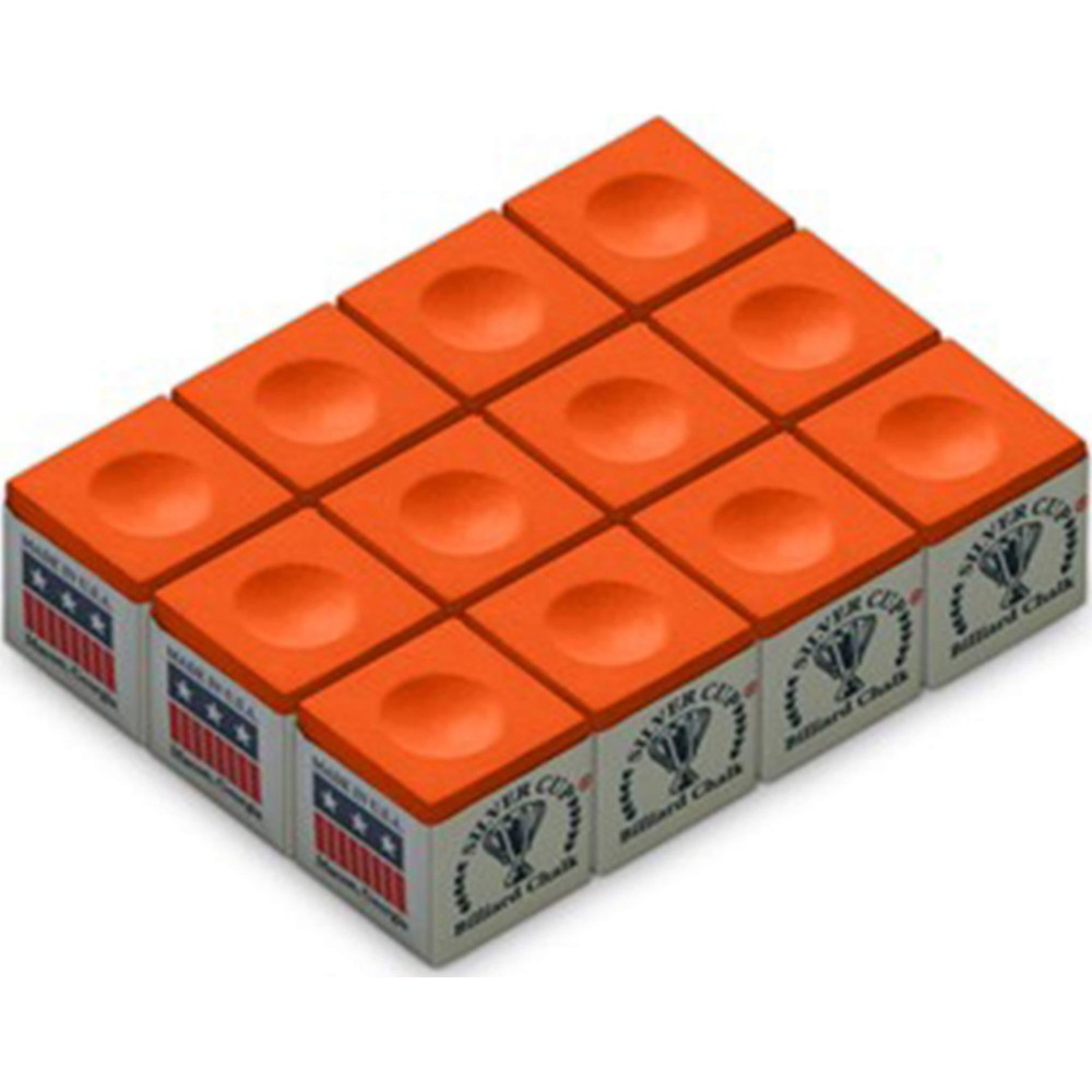 CueStix CHS12 ORANGE Silver Cup Chalk - Box of 12 Orange