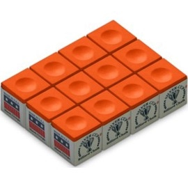 CueStix CHS12 ORANGE Silver Cup Chalk - Box of 12 Orange