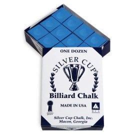 SILVER CUP Billiard CHALK - ONE DOZEN (Electric Blue)