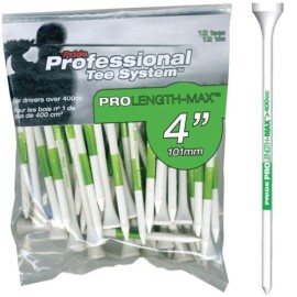 J&M PTS Pro Length Max Golf Tees (50-Count), White/Green, 4-Inch