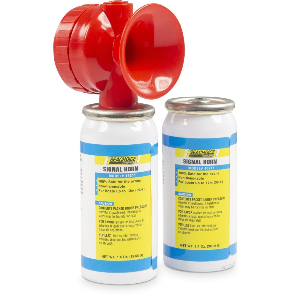 Seachoice Mini Signal Horn Kit, Air Horn for Boats Up to 65 Ft., Two 1.4 oz. Canisters and Trumpet