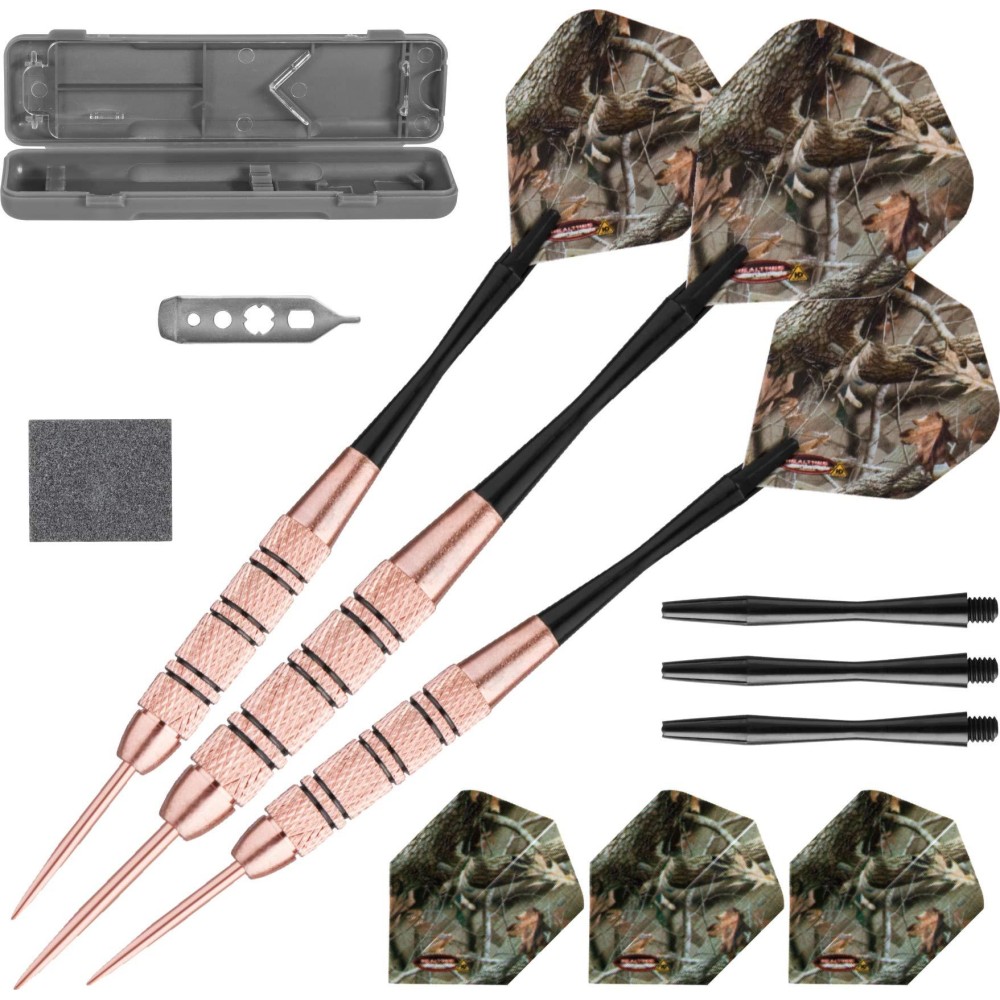 Fat Cat Realtree Hardwoods HD Camo Steel Tip Darts with Storage/Travel Case, 23 Grams