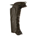 Tough 1 Smooth Leather Chap with Fringe, Black, X-Large