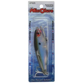 MirrOLure 27MR-18 Mirrodine XL Susp Twitchbait Green Bk/White/Silver 3 1/8in 9/16oz