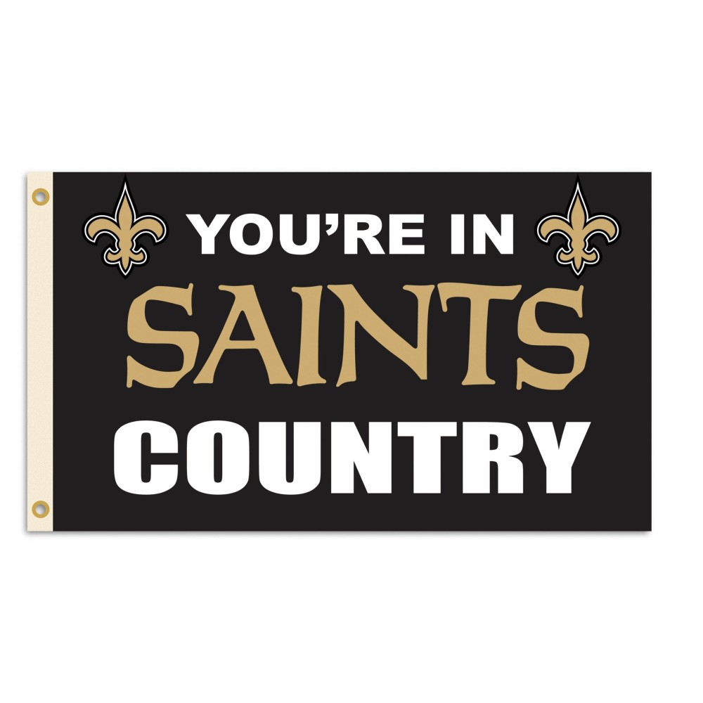 Fremont Die NFL New Orleans Saints 3' x 5' Flag with Grommets, 3 x 5-Foot, In Country