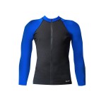 Aeroskin Raglan Long Sleeve Shirt with Color Accents, Fuzzy Collar and Front Zip (Black/Blue, Large)