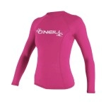 O'Neill UV Sun Protection Womens Basic Skins Long Sleeve Crew Sun Shirt Rash Guard, Fox Pink, Large