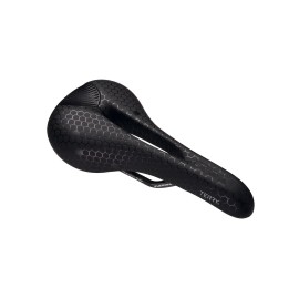 Terry Fly Carbon Mountain Bicycle Saddle - Bicycle Seat for Men - Flexible & Comfortable - Lightweight, Low Profile, Flat Top - Black Leather