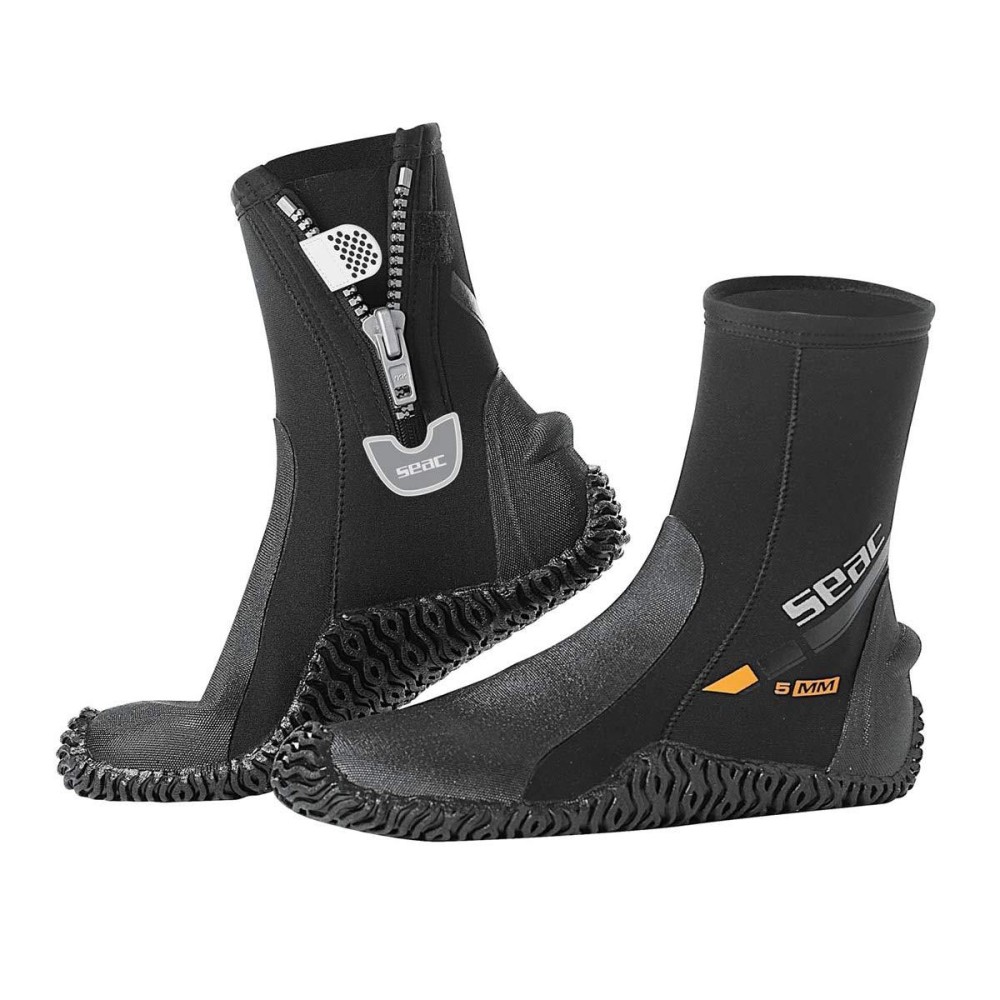 Seac Basic HD 5mm Neoprene Scuba Boots with Side Zipper, X-Small, Black, xs: 4? - 5? (67901/XS)