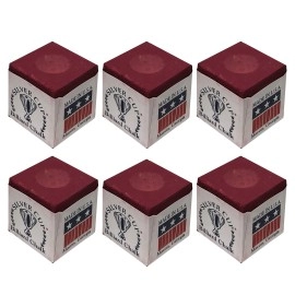 Silver Cup Set of 6 Burgundy Pool Cue Chalk