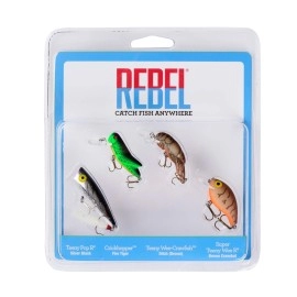 Rebel Lures Classic Critters Crankbait Fishing Lures 4-Pack, Includes 1 Teeny Pop-R, 1 Crickhopper, 1 Teeny Wee Crawfish, and 1 Teen Wee-R, Multi, One Size