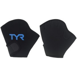 TYR Aquatic Resist Gloves, Small, Black/Blue