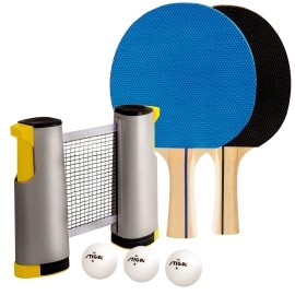 STIGA Retractable Take Anywhere Table Tennis Set Includes Net, Two Paddles, Three Balls, and Storage Bag