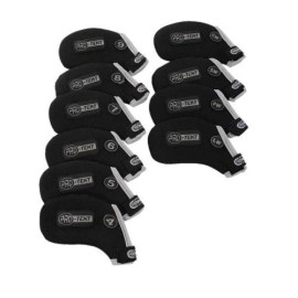 Pro-Tekt Neoprene 10 Piece Velcro Golf Club Iron Headcover Set - Left Handed, Black/Silver, 1214-LH