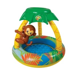 Poolmaster Learn-to-Swim Go Bananas Monkey Inflatable Kiddie Pool With Canopy