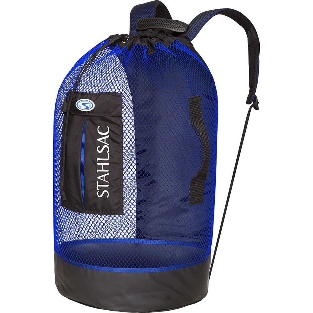 Stahlsac Panama Mesh Backpack: Convienent 103L size, ideal for dive gear, dry pockets, BLUE