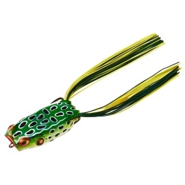 BOOYAH Poppin' Pad Crasher Topwater Bass Fishing Hollow Body Frog Lure with Weedless Hooks, Leopard Frog